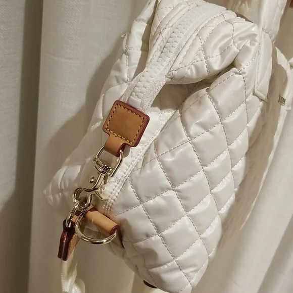 MZ Wallace Pearl Metallic Sutton Deluxe Small Quilted Nylon Crossbody Bag